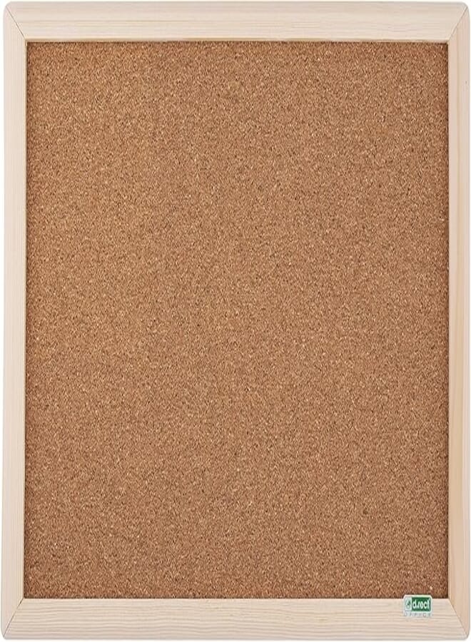 D.RECT Cork Board 60x40 cm - Pin Board with Wooden Frame